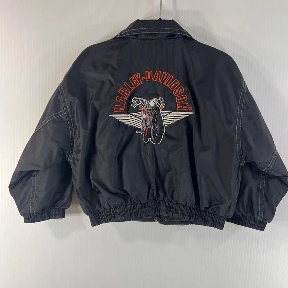 Harley Davidson Jacket Baby Boy Size 24 Months Black Zipper Nylon Lightweight - Picture 4 of 8